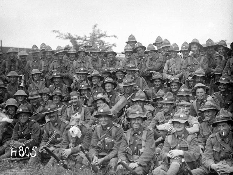 WWI. Group portrait of part of a New Zealand battalion that fought successfully at the Battle of...