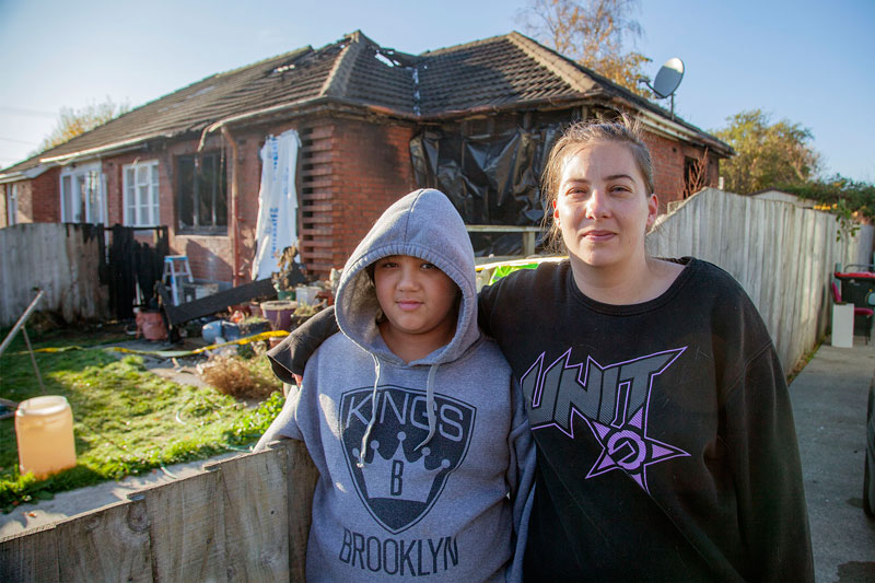 UNSCATHED: Danielle Strange and her son Xsaviour are relieved their house in Bryndwr was not...