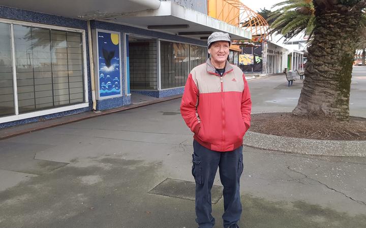 New Brighton Residents' Association spokesman Brian Donovan surveying the mall. Photo: RNZ /...