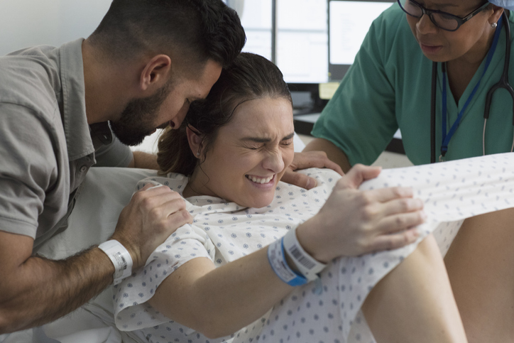 woman screaming in labor