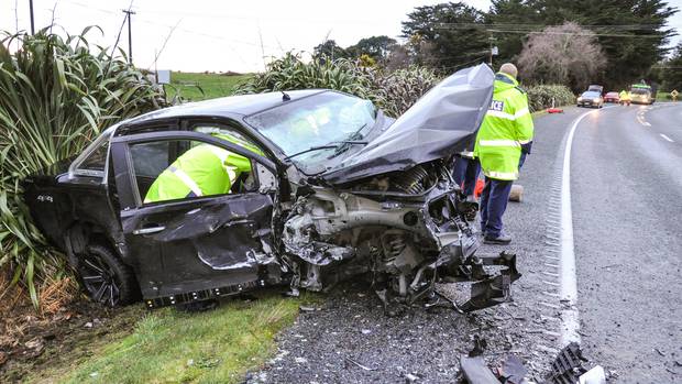 The scene of the crash on State Highway 1 near Tokoroa that killed two people. Photo: John Van...