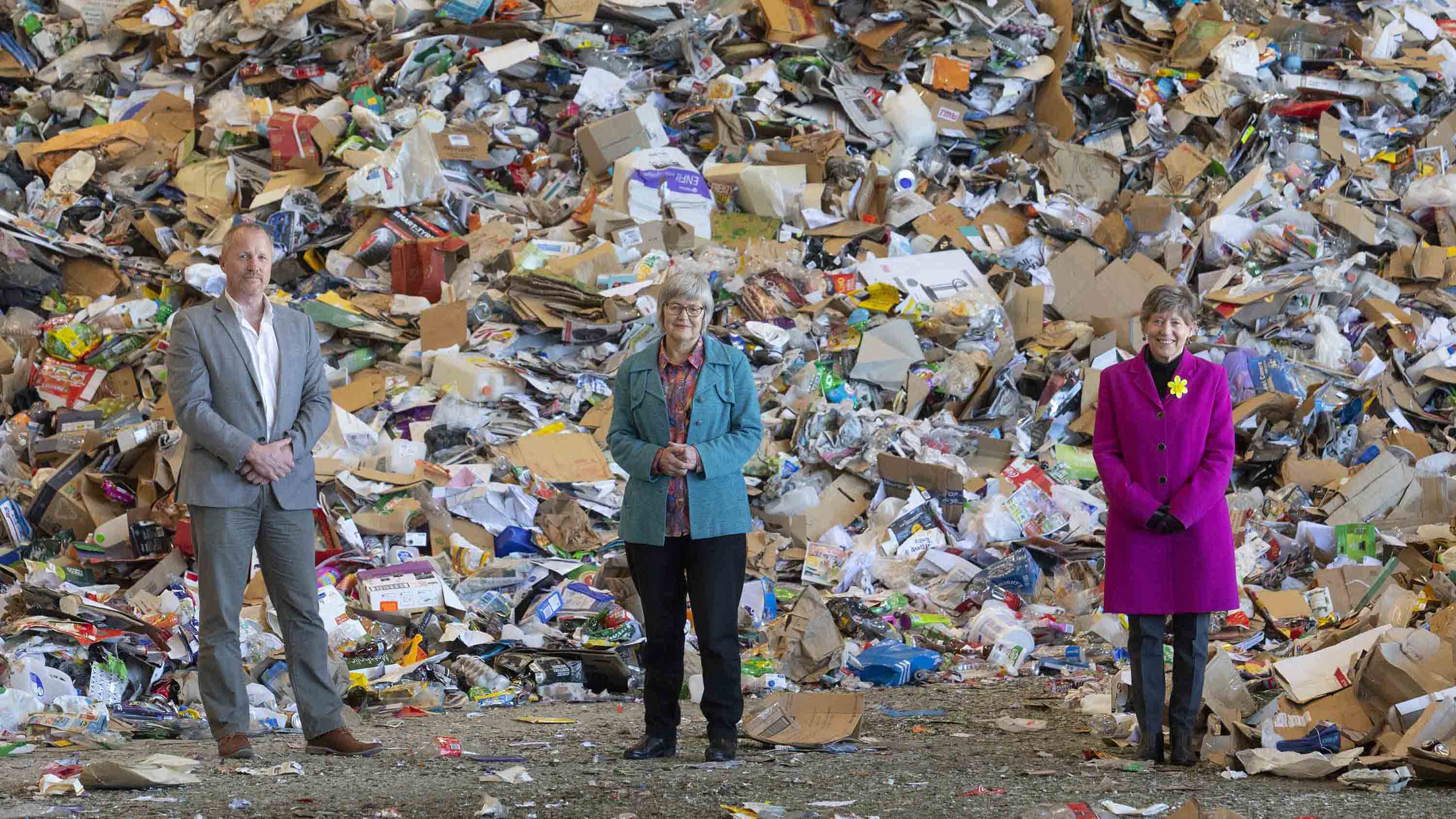 EcoCentral chief executive Craig Downie, Associate Minister for the Environment Eugenie Sage, and...