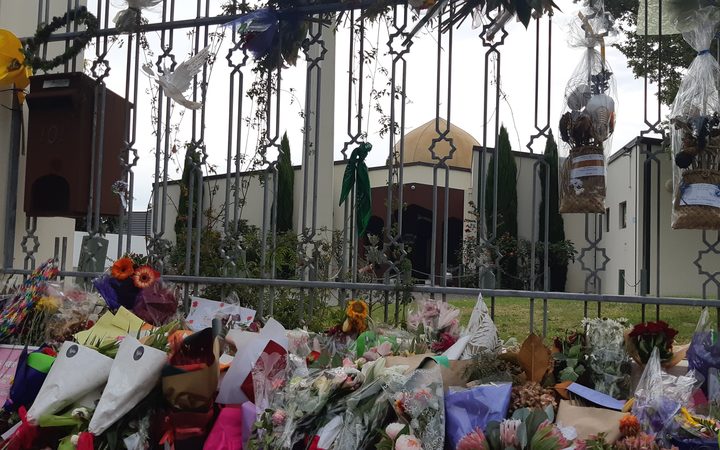 Al Noor Mosque is strewn with flowers and offerings honouring the victims of the terror attack...