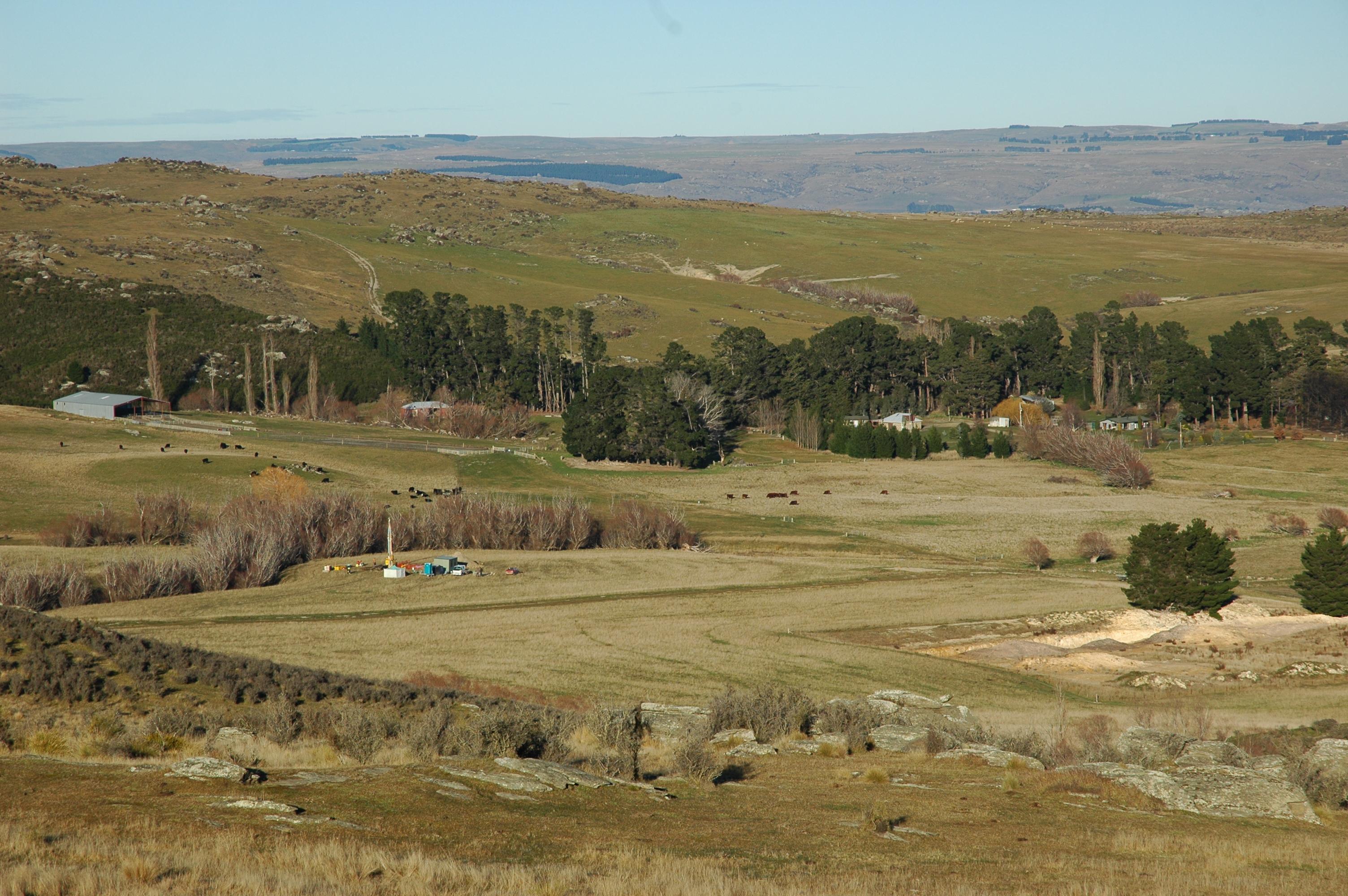 A 2009 photo showing the drilling rig and the large mining pit on the right. Photo: Supplied