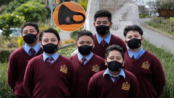 A college-branded mask "has become another addition to the college uniform". Photo: NZ Herald