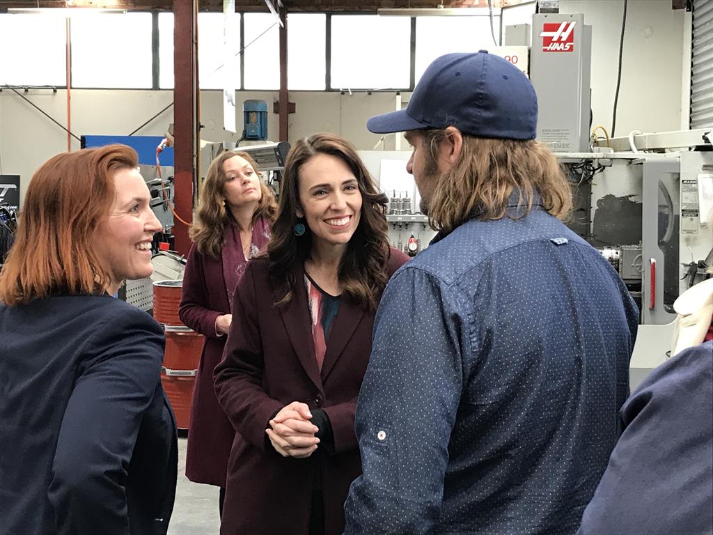 Prime Minister Jacinda Ardern visits precision engineering business United Machinists in Dunedin....