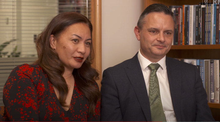 Co-leaders Marama Davidson and James Shaw. Photo: RNZ