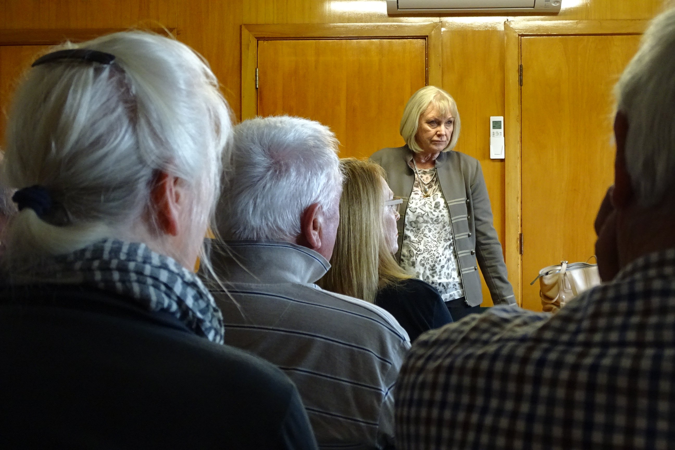 Waitaki MP Jacqui Dean meets Tarras residents yesterday to hear first hand their views on the...