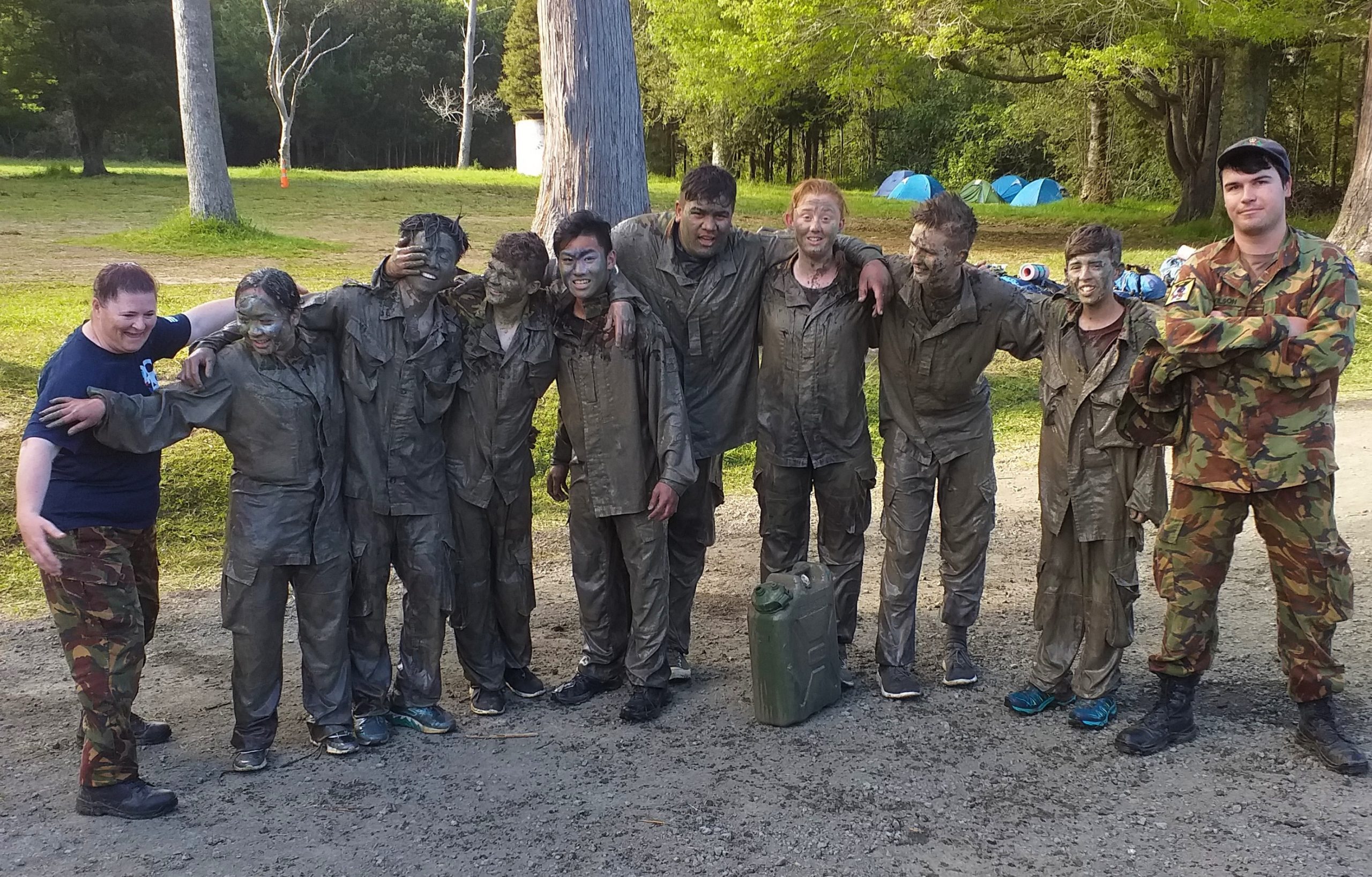 The Ashburton Cadet Unit and support staff after the testing mud run activity. Photo: Supplied