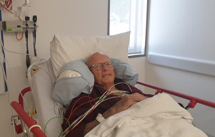 Alastair McDougall, who suffered a stroke, has been moved into a new room in Waipapa. Photo:...