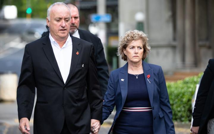 Grace Millane's parents, David and Gillian Millane, arriving at the murder trial in November 2019...