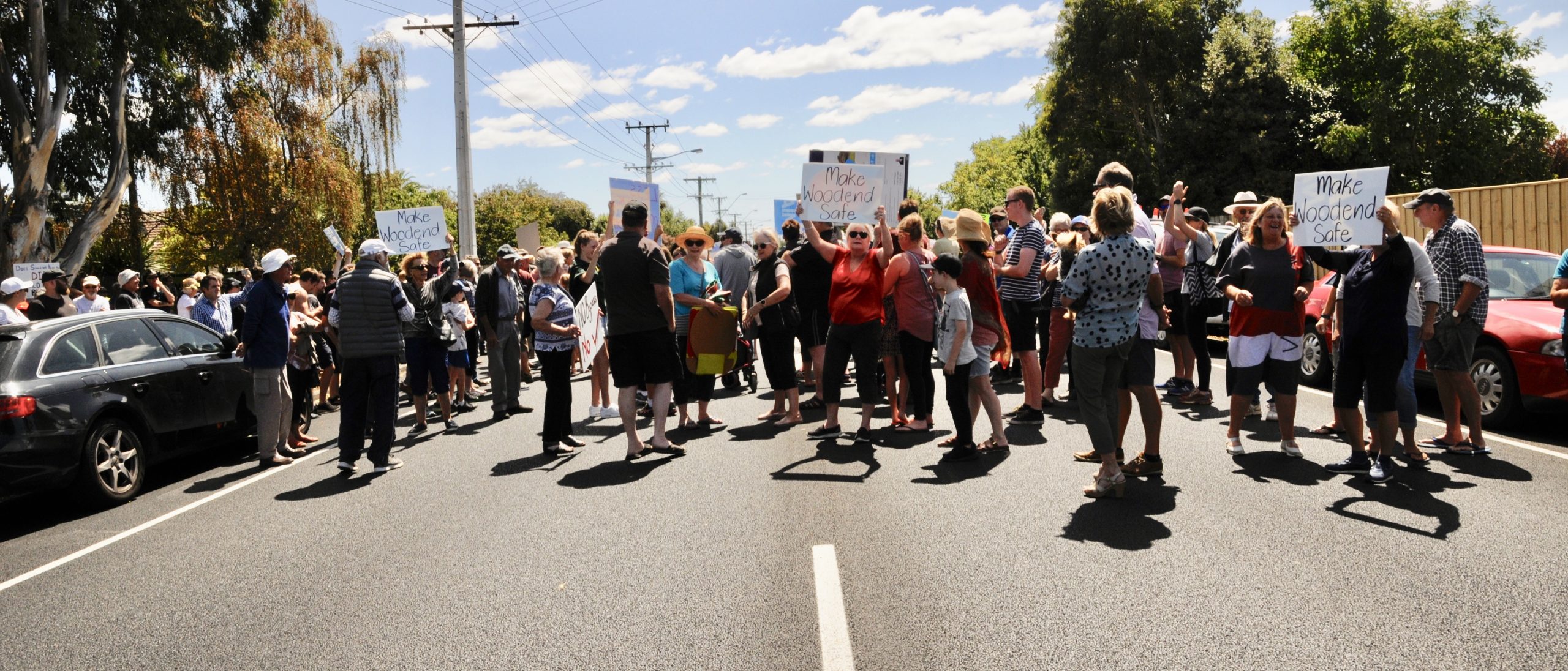 Protesters block part of Main North Rd on State Highway 1 earlier this year after a community...