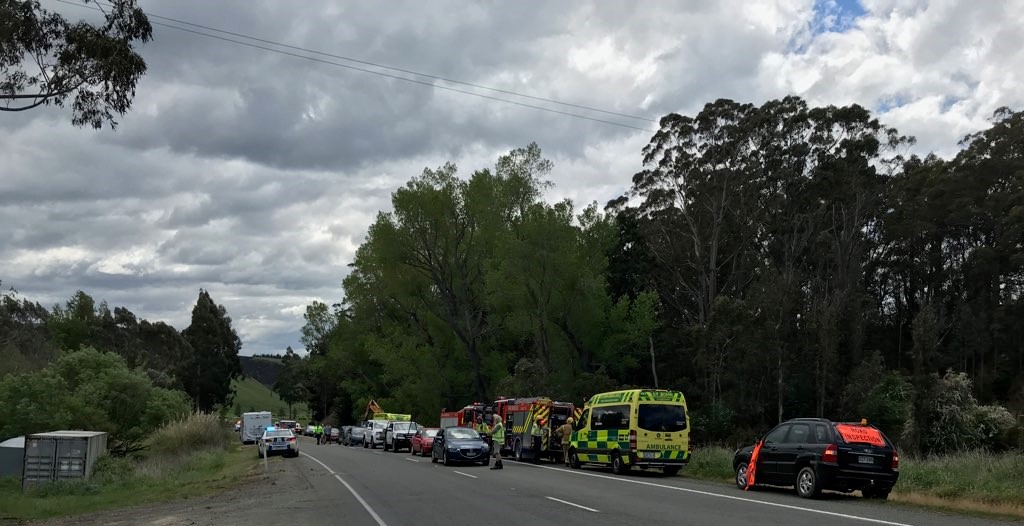 Emergency services at the scene today. Photo: Gregor Richardson