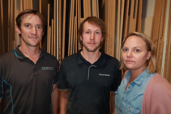  Clint Williams, centre, with employers Reuben Bogue and Angela Spackman. Photo: Mountain Scene