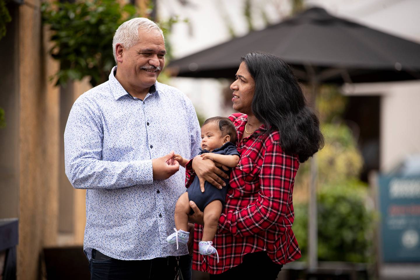 Auckland DHB consultant anaesthetist Dr Jack Hill meets baby Joel Don Wijesinghe and his mother...