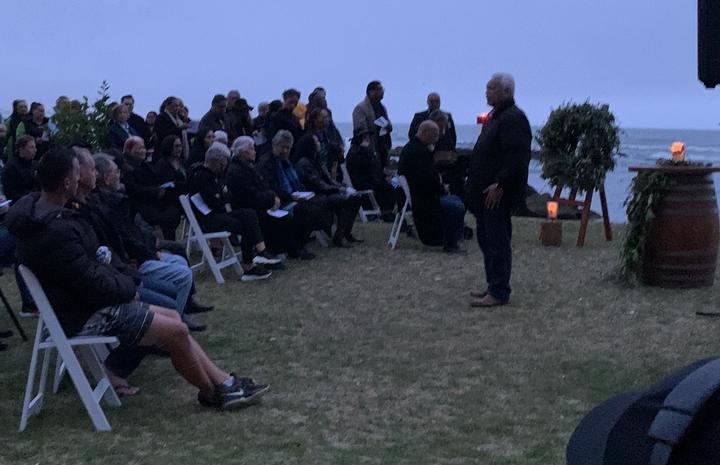 People gathered for a dawn service to mark one year since the eruption. Photo: RNZ/