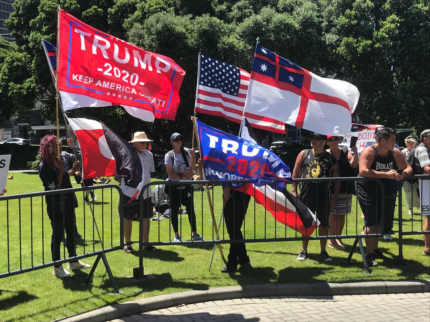 One of the protesters said she "loved Trump" and the rally was about a number of issues. Photo:...