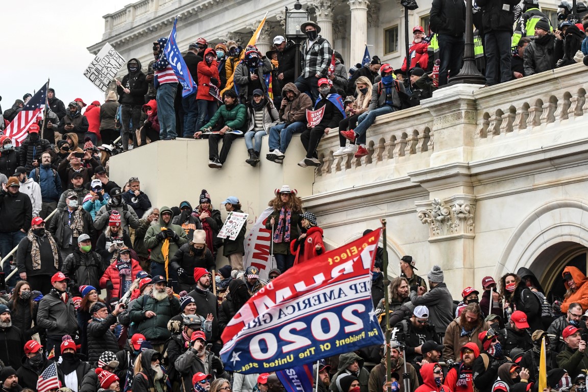 Demonstrators at the west entrance of the Capitol on January 6. Photo: Reuters