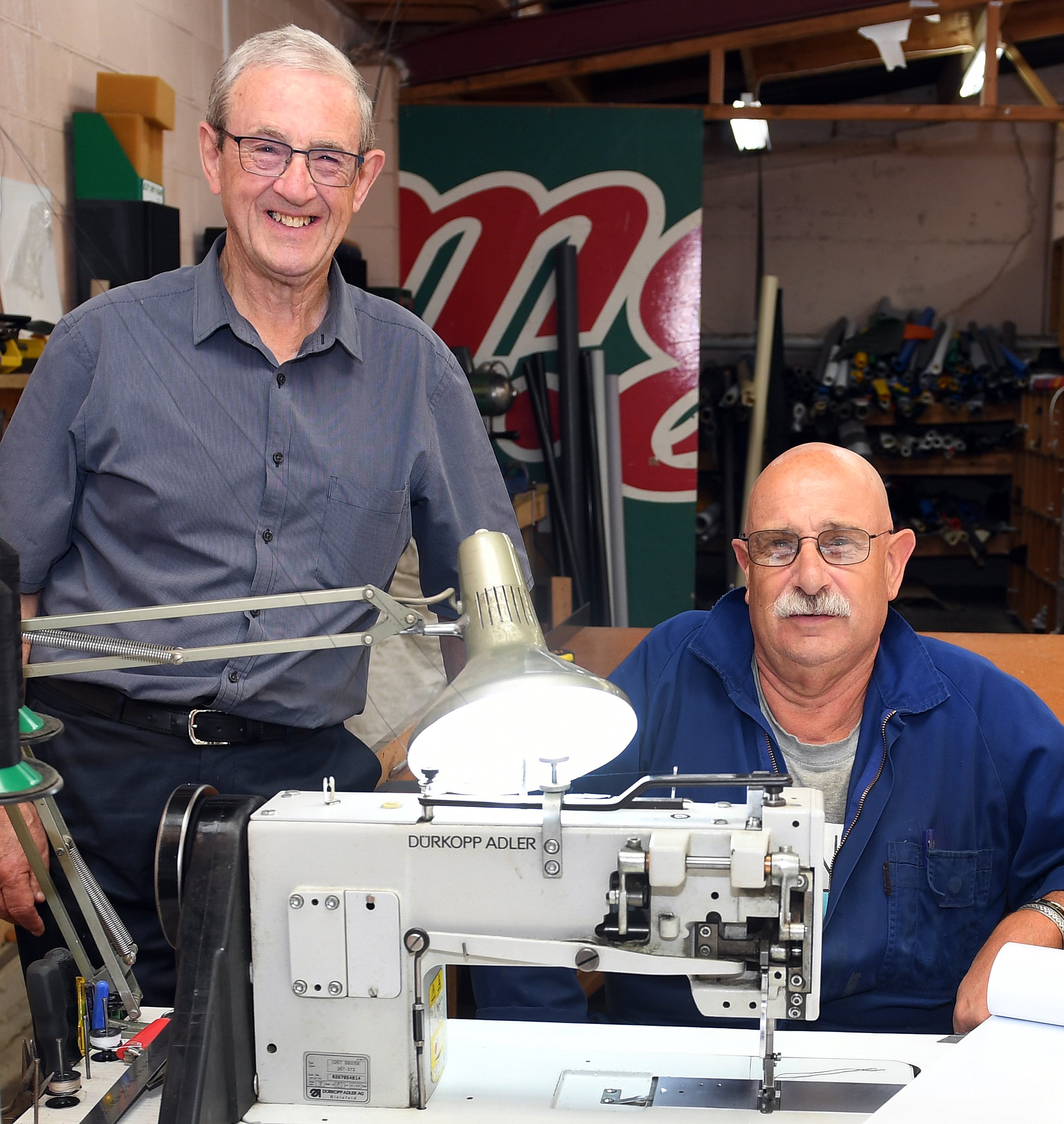 Bill McQueen (left) and John Wessels, co-owners of canvas-work company McGraths, plan to retire...