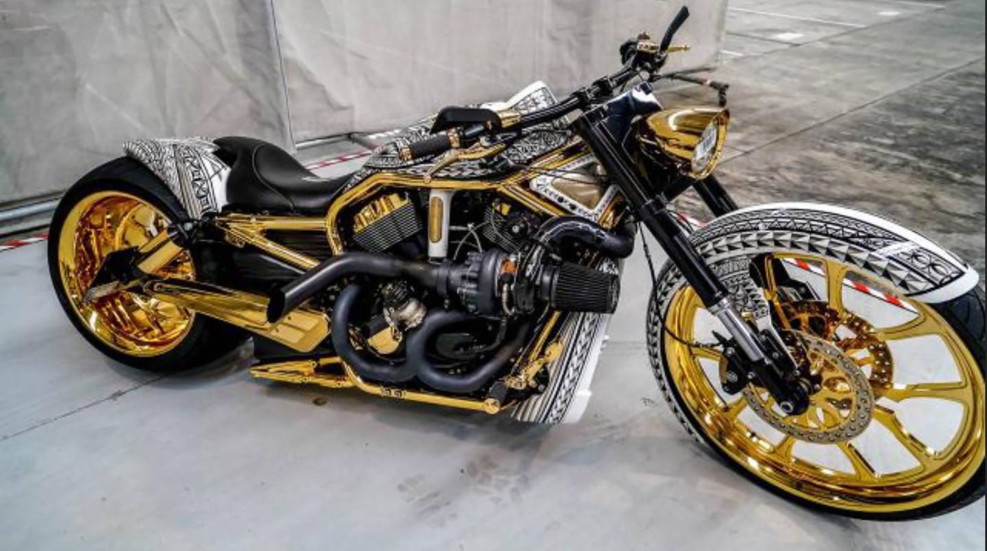 This gold-plated motorcycle was among the assets seized in Operation Nova. Photo: Supplied