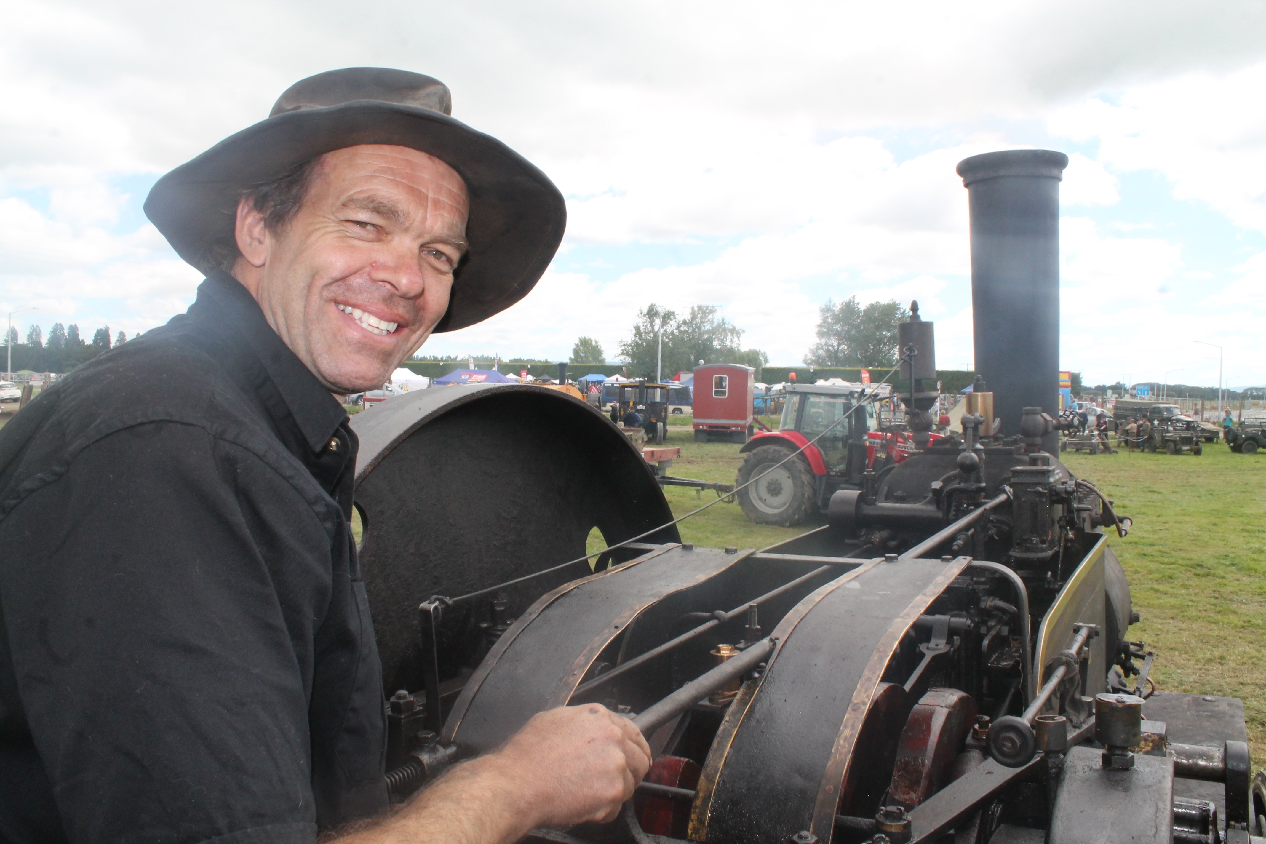 Gore’s Eric Eaves takes his 1912 traction engine for a spin at the Edendale Vintage Machinery...