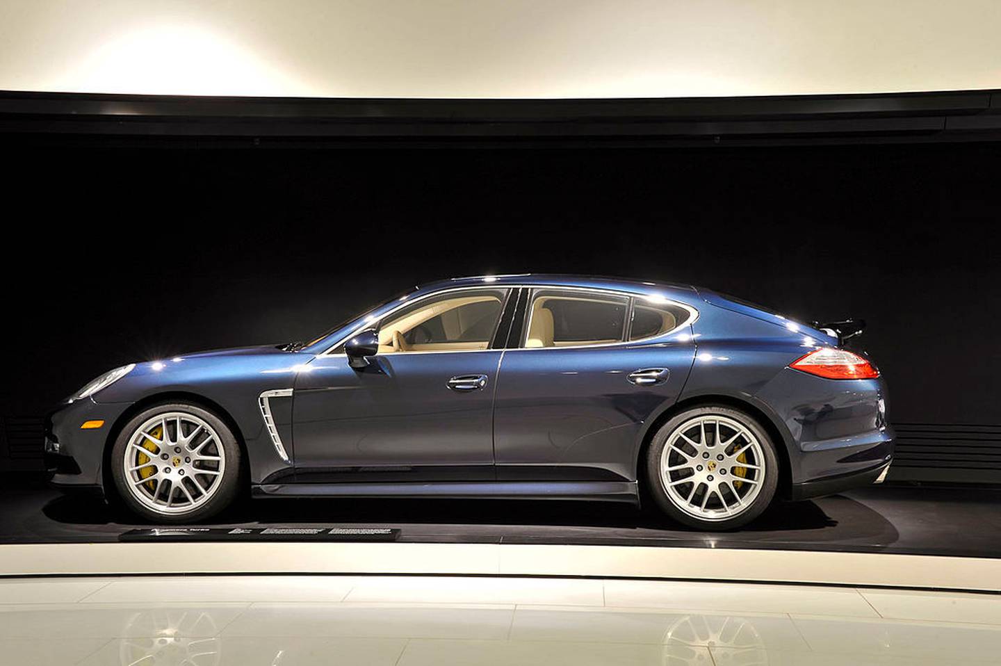 A Porsche Panamera turbo stands on display at the Porsche museum in Stuttgart. Photo: Getty Images