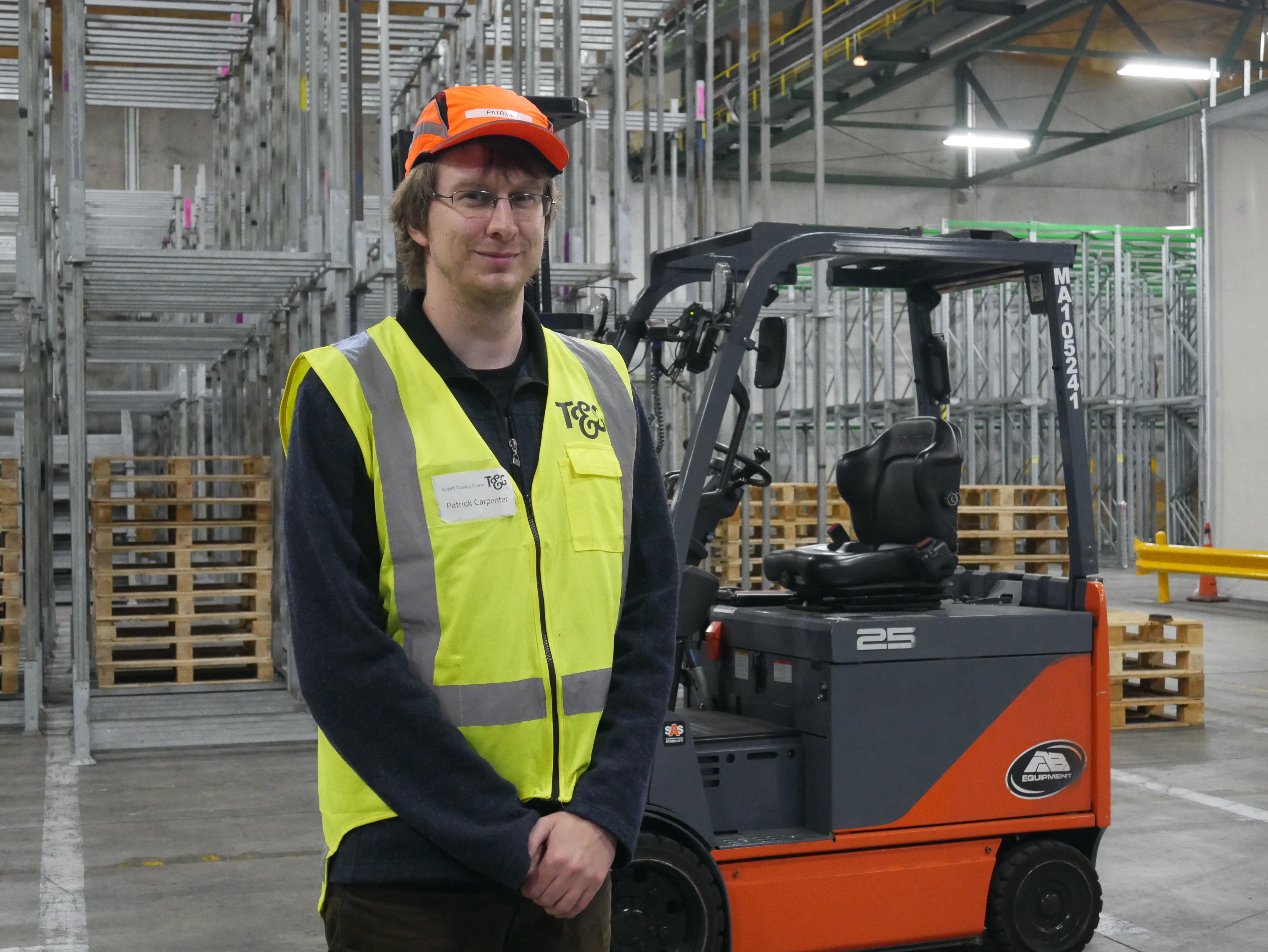 Patrick Carpenter is in the final week of a four-week forklift training course at T&G Global, in...