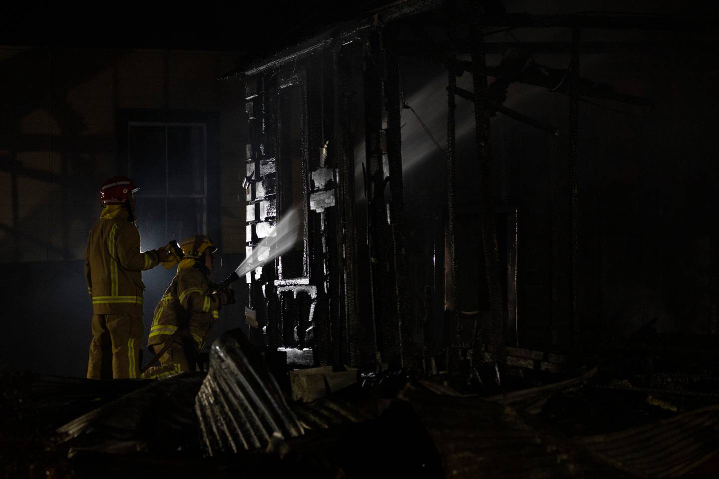 The fire at an abandoned house in Christchurch on Tuesday. Photo: George Heard / NZH