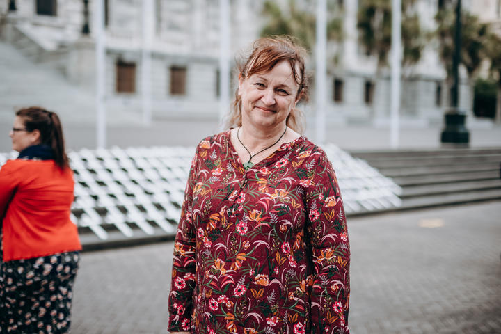 Rural Women NZ chief executive Liz Pennington at Parliament on Tuesday. Photo: RNZ / Dom Thomas