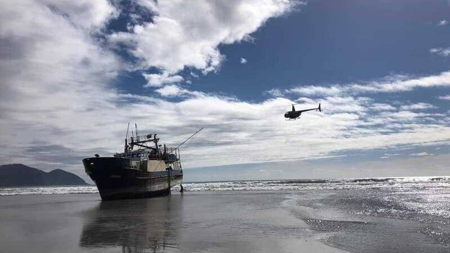 The fishing vessel at Big Bay in Southland had to be refloated. Photo: Supplied via NZH