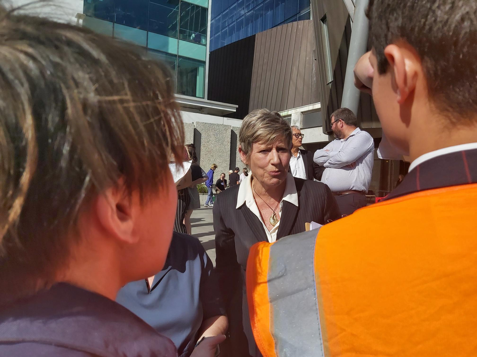 Christchurch march organisers with mayor Lianne Dalziel. Photo: RNZ