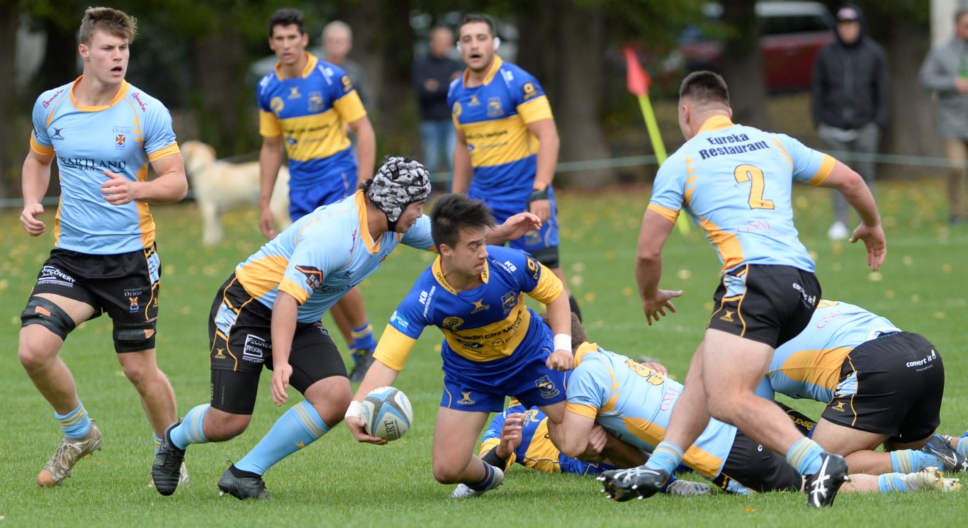 Action from the game between University and Taieri at Logan Park. Photo: Gerard O'Brien