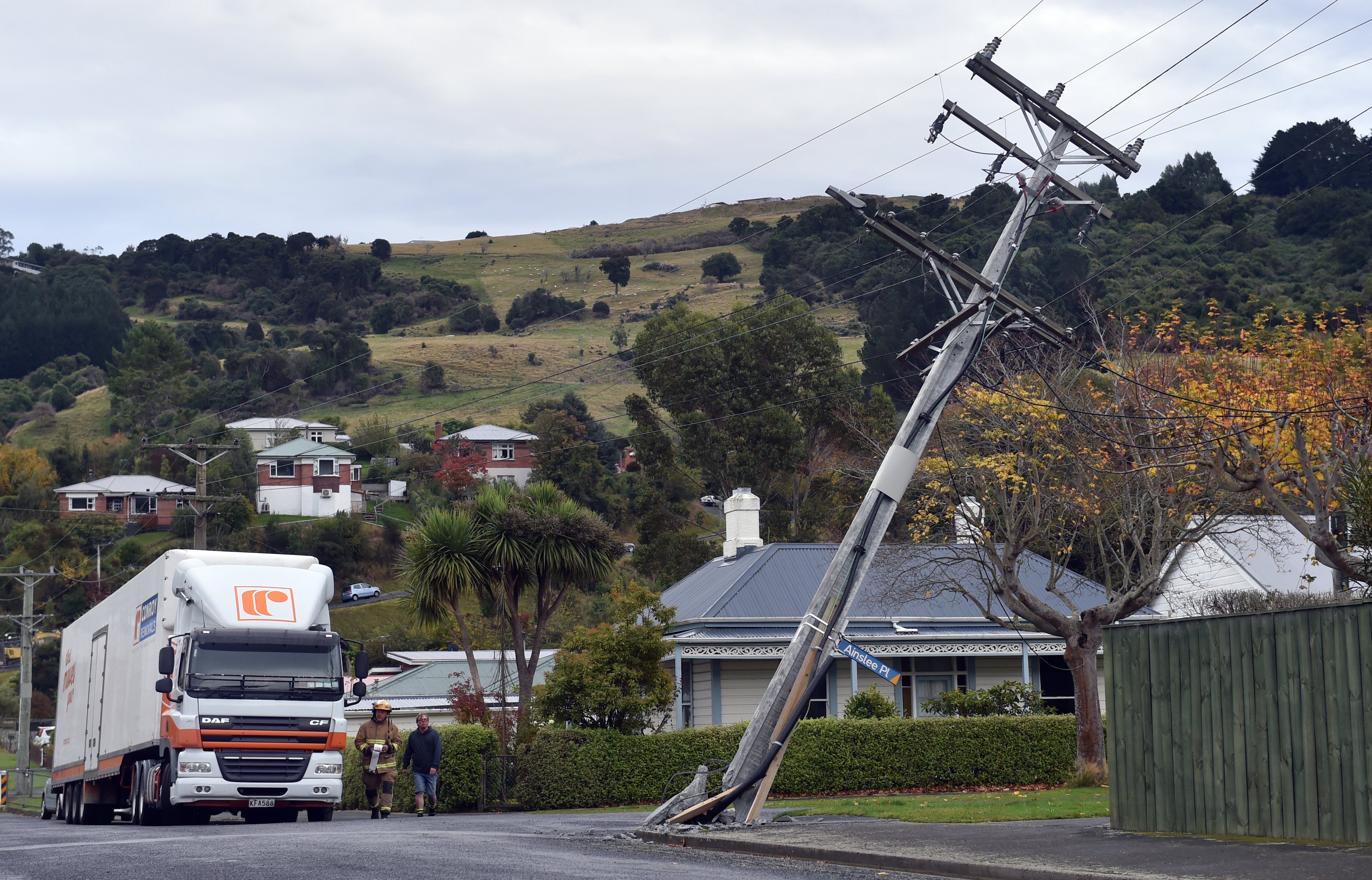 A Conroy Removals truck damaged a power pole at the intersection of Beechworth St and Ainslee Pl...