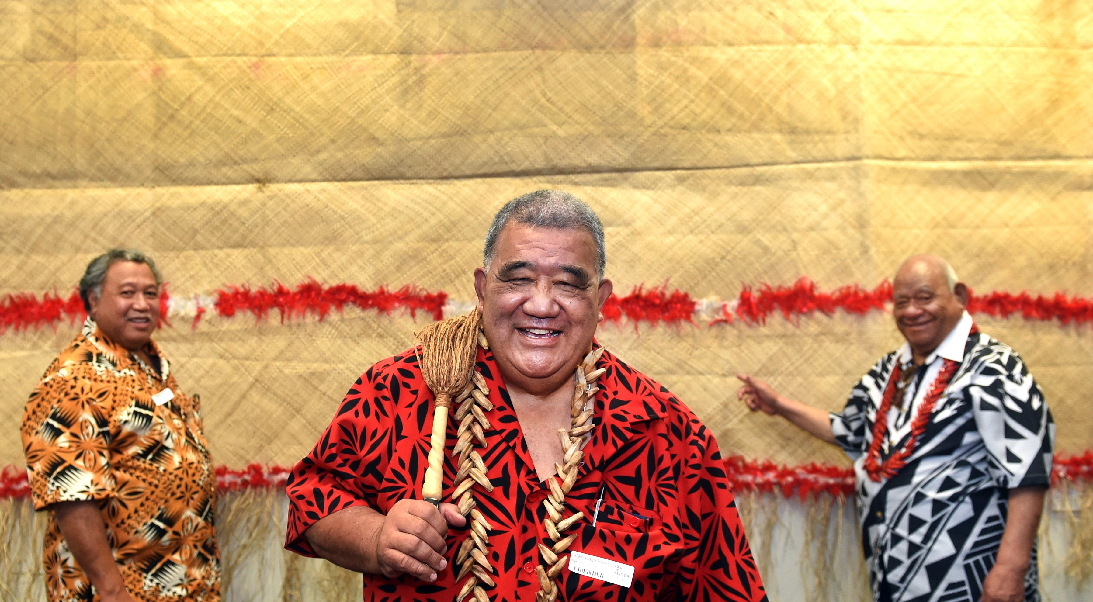 Samoan Advisory Council chairman Afamasaga Pavihi is joined by treasurer Saatele Fa’atoese (left)...