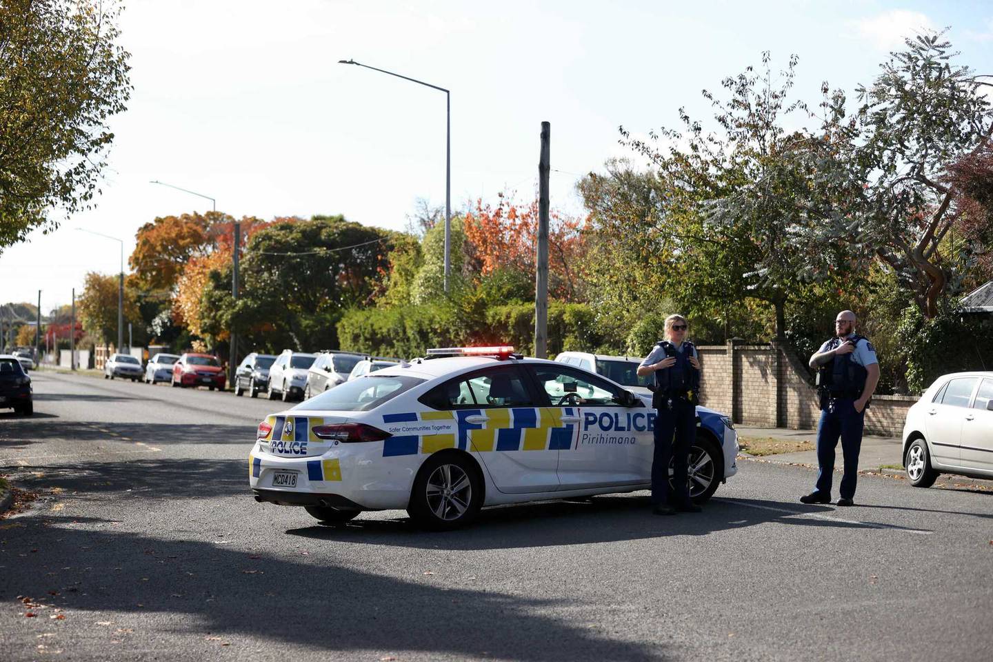 Police at the scene of the incident. Photo: George Heard