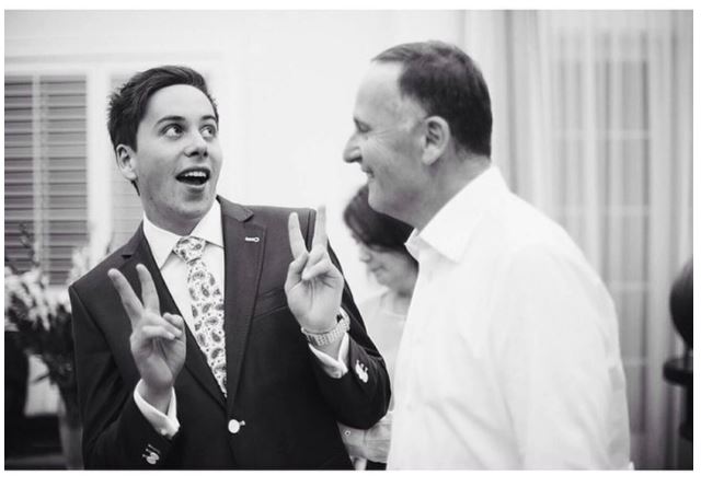 Max Key with father John Key on election night in 2014. Photo: File