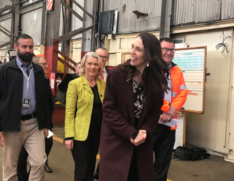 Prime Minister Jacinda Ardern (centre) was joined by Dunedin MPs Ingrid Leary and David Clark,...