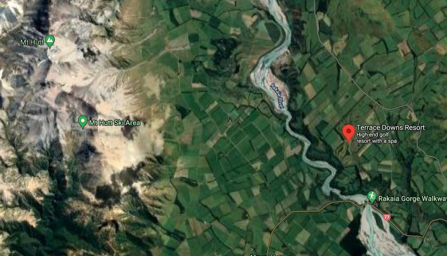 Terrace Downs Resort is near the Mt Hutt Ski Area in Canterbury. Image / Google Maps