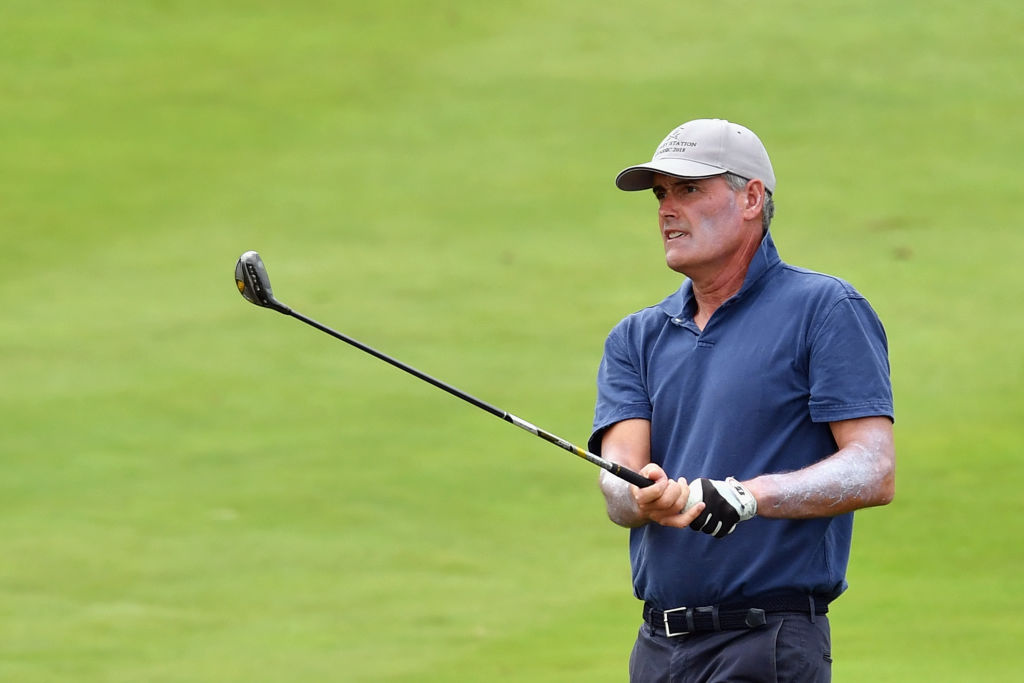 Sir Russell Coutts plays a shot during the New Zealand Golf Open at Millbrook Resort in March...