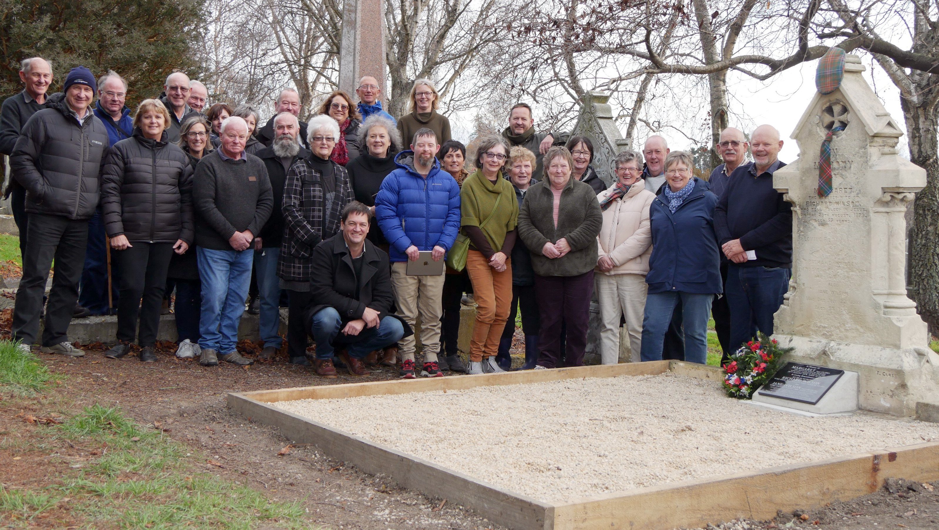 Descendants of Richard and Margaret Wilson gather in Oamaru to unveil a plaque in their memory....