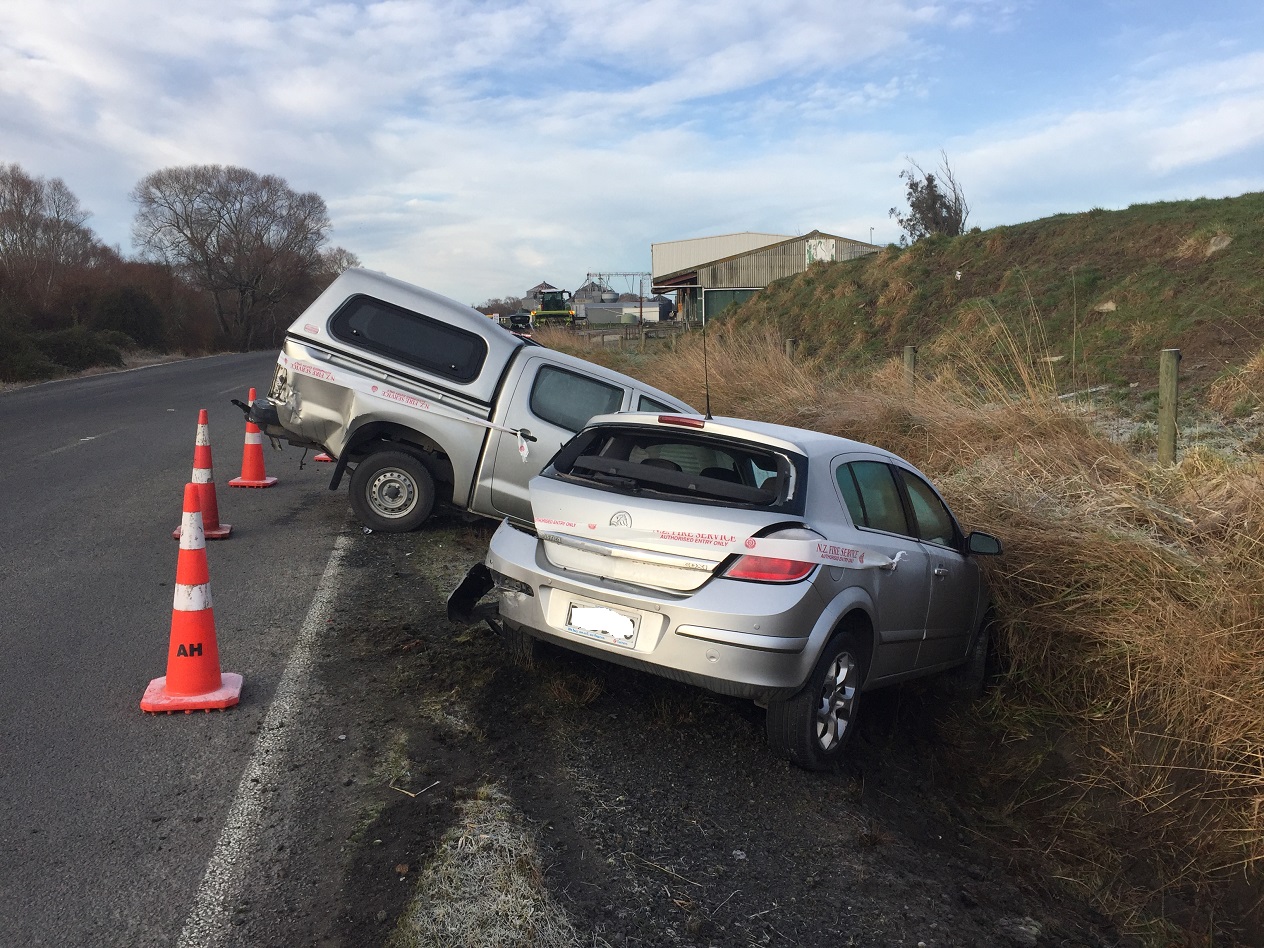 Several vehicles ended up off the road after a crash in the Finegand area near Balclutha at the...