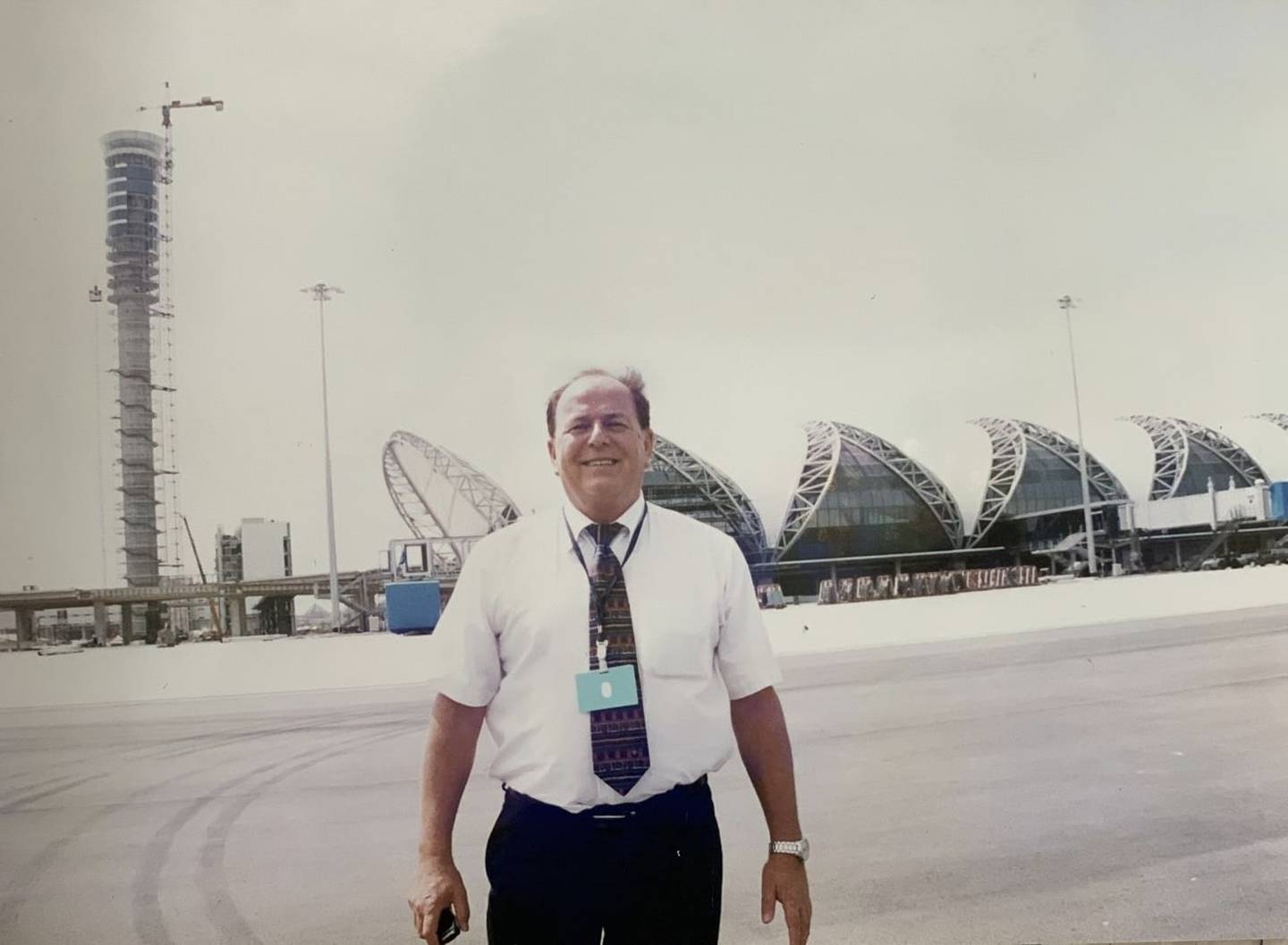 John Murray on the tarmac of Suvarnabhumi Airport in Bangkok when it was under construction....