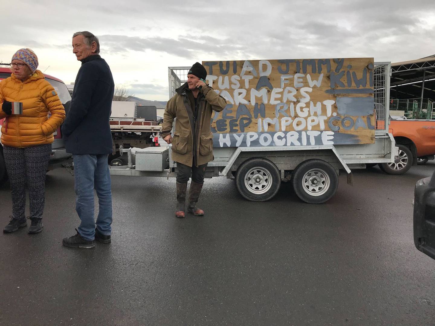 Farmers gather for the protest in Canterbury. Photo: Tim Cronshaw