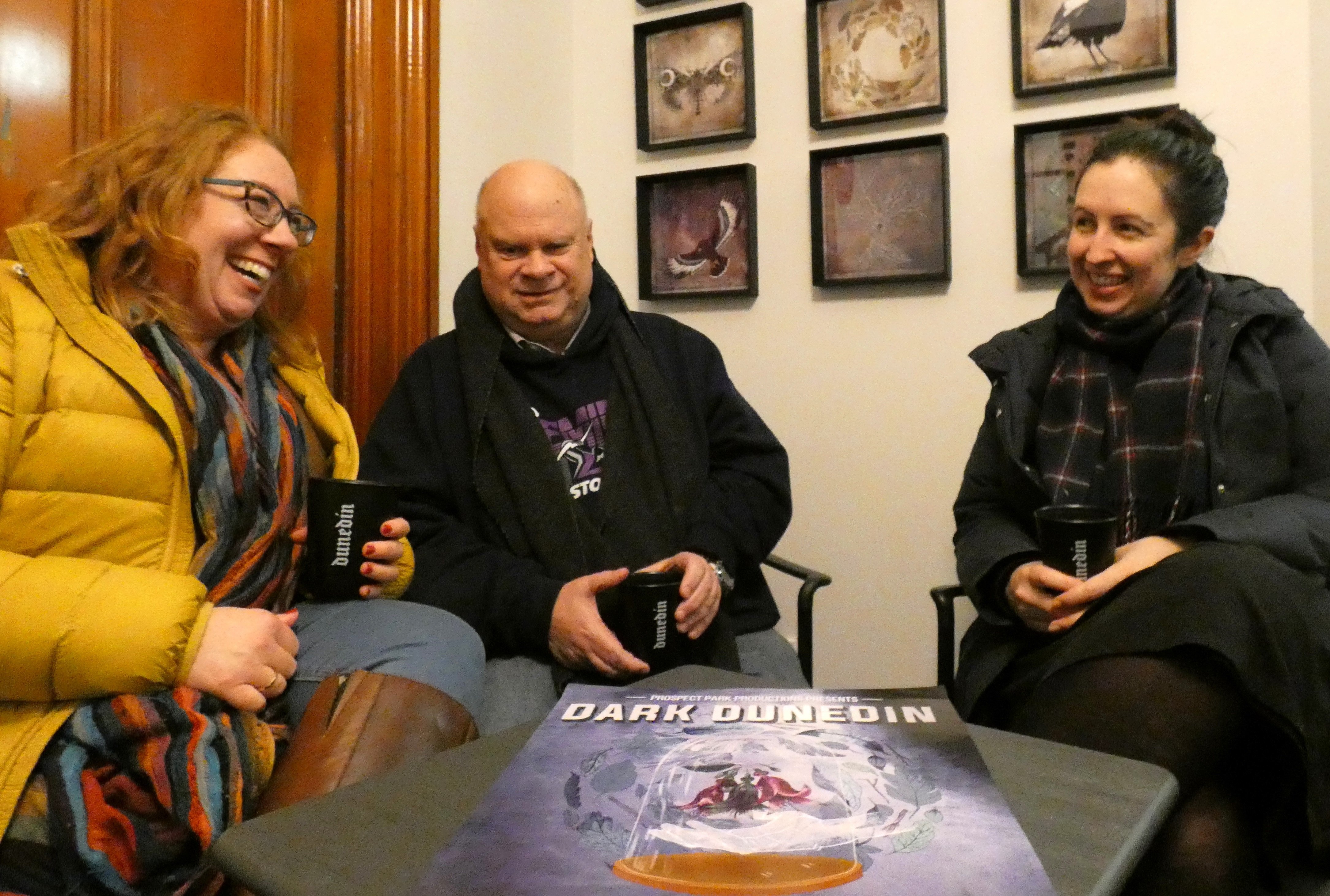 Dark Dunedin actors (from left) Allison Horsley, Brian Kilkelly and Kate Schrader share stories...