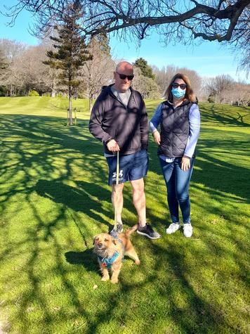 Ilam residents John and Rebecca take Freddie for a wander down Clyde Rd. Photo: Fiona Ellis