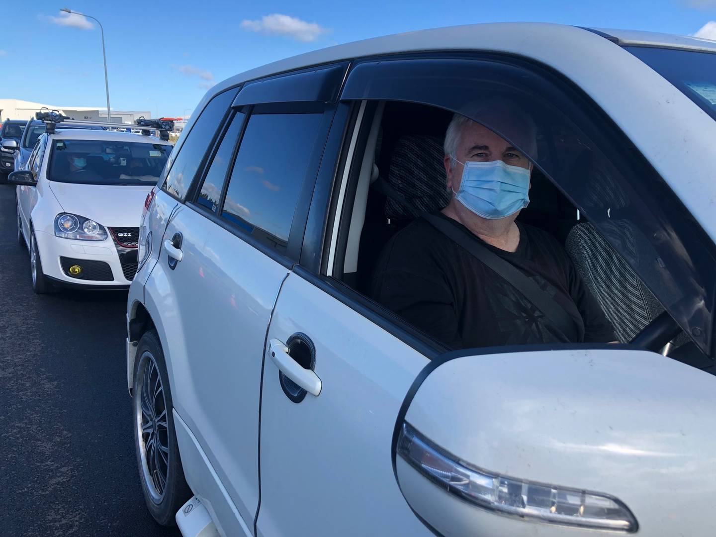 Craig Bishop at the Covid-19 testing centre on Orchard Rd in Christchurch. Photo: Hamish Clark