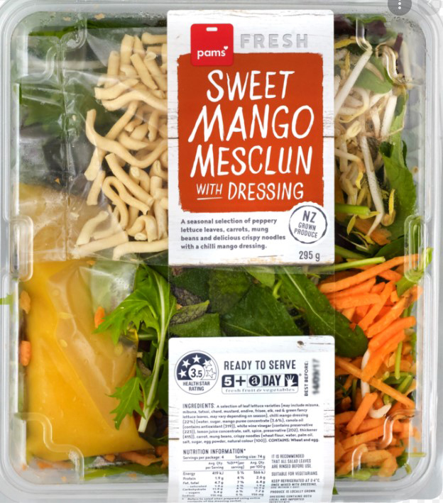 The Pams brand Sweet Mango Mesclun With Dressing (295g) has been recalled. Photo: MPI