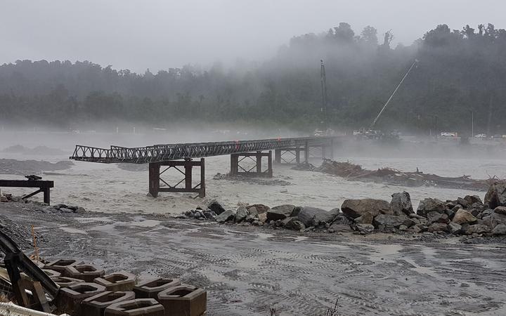 Waiho Bridge was damaged in a flood in 2019. Photo: Supplied / NZTA