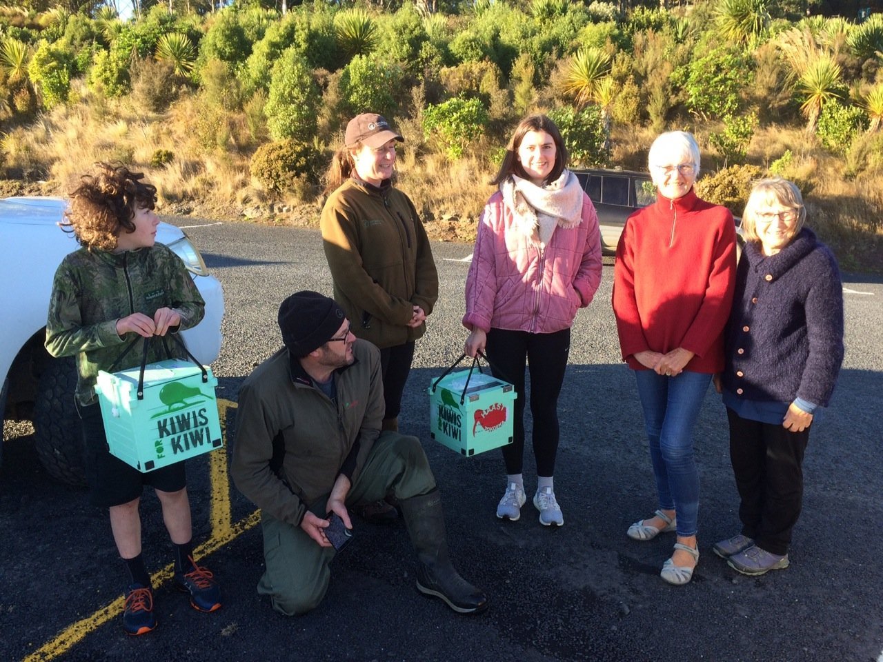 The Orokonui team farewells the chicks leaving its care. PHOTO: SUPPLIED