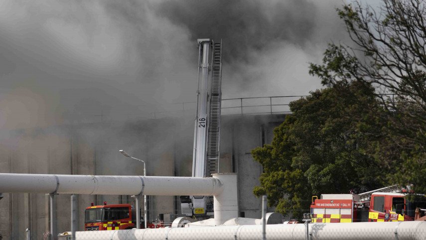 The fire started on the roof of Trickling Filter No2 and then spread across to Trickling Filter...